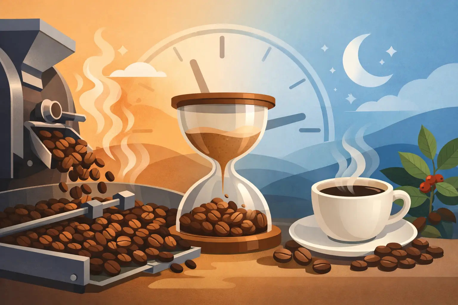 Cafea proaspăt prăjită are nevoie de timp